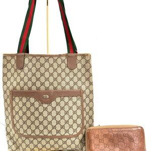 Gucci Supreme GG Supreme Canvas Web Tote Bag and Leather GG wallet set